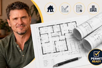 building permit plans, autocad floor plan, city permit drawing services