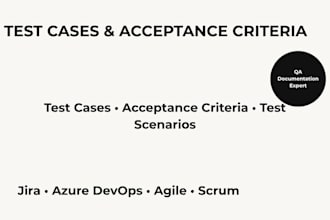 write user stories, test cases and acceptance criteria