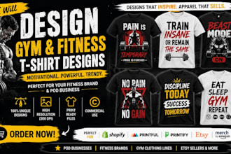 design trendy gym and fitness t shirt designs for print on demand brands