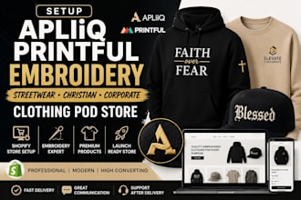 setup apliiq printful embroidery streetwear christian corporate clothing pod
