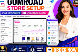 setup gumroad store upload digital product and automate email marketing