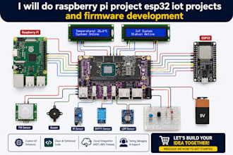 do raspberry pi project, esp32 iot project and firmware development