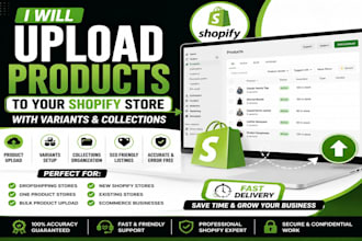 upload products to your shopify store with variants and collections