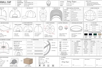 design cap techpack, baseball caps dad hats, bucket hats and mockups fashion cad
