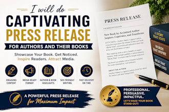 do captivating press release for authors and their books