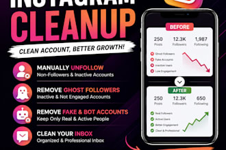 manually unfollow instagram followings and remove ghost fake followers