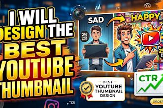 design a mind blowing youtube thumbnail for you