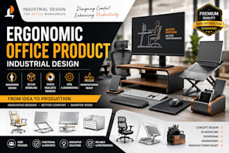 create ergonomic office product industrial designs