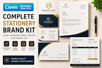 design business card, logo, invoice stationery kit canva complete brand identity