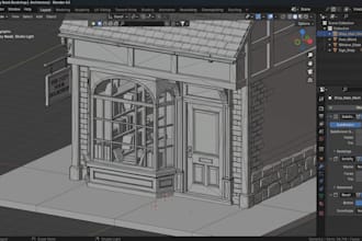 create a 3d environment model and buildings in blender