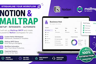 create a custom notion template workspace saas setup mailtrap smtp integration