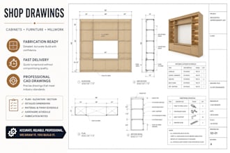 create shop drawings for cabinets, furniture, and millwork