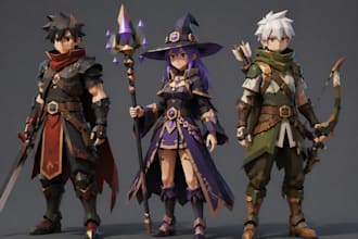 create low poly 3d characters for games, vtuber, unity and unreal