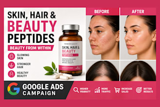 setup and scale peptide skincare, hair and beauty peptide brands with google ads