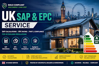 provide UK sap calculations, epc, part l, bre209 daylight analysis