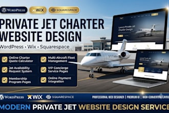 design a private jet website, jet charter website, aviation website