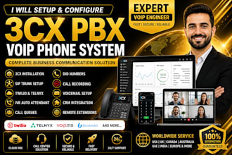 setup 3cx pbx voip phone system with sip trunk, IVR, twilio and call center