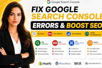 fix google search console errors indexing, 404, SEO german, speed optimizatioon