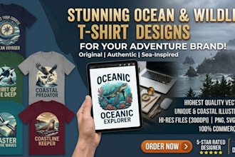 design stunning ocean and wildlife themed t shirt for your adventure brand