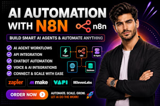 n8n ai automation, ai agent workflow, api with  zapier, make, vapi, elevenlabs