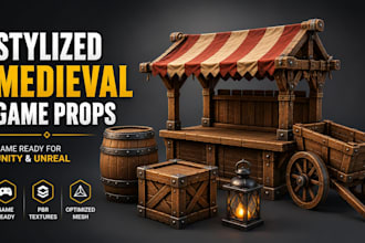 create stylized medieval game props and assets for unity and unreal