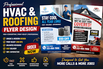 design hvac, roofing, ac repair, local businesses and contractor marketing flyer