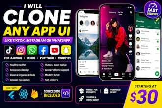 clone any app UI like tiktok instagram or whatsapp for learning and demos
