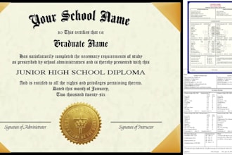 design transcript, diploma certificate, ged for high school, university, college