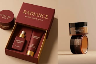 design luxury skincare packaging, cosmetic label design, product box mockup