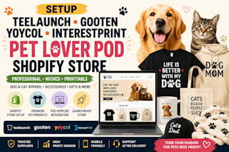 setup teelaunch gooten yoycol interestprint pet lover pod shopify store