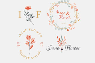 awesome design for minimal floral line art boho shop your business logo