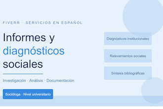 write social research reports and diagnostics in spanish