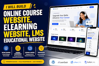 build online course website, elearning website, lms educational website