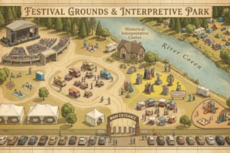 design 3d vector maps illustrations  and isometric event map