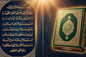 design islamic youtube thumbnail with quran and arabic calligraphy
