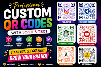 design colorful custom qr codes with brand logo and text