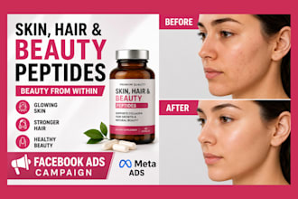 grow peptide skincare, hair beauty peptide sales with facebook and instagram ads