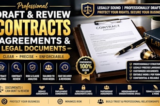 draft and review contracts, agreements and legal documents, privacy policy