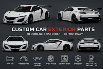 3d car model body kit custom car parts rc widebody kit automotive cad 3d print