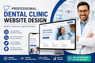 a modern dental website and landing page for dentists