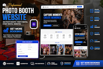 design 360 photo booth, party rental and event rental website that gets bookings