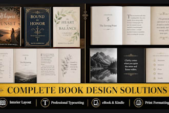 do ebook design, book typesetting, book layout design and kindle formatting