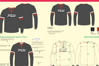 design production ready t shirt and merchandise tech pack for fashion, sportwear
