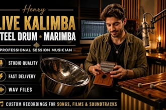 perform talking drum, udu, ocean drum, bodhran and hang drum for your music