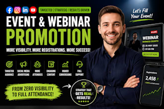 do event promotion, social media event ads and webinar promotion for attendance