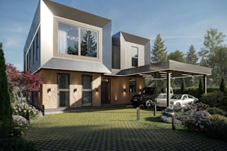 exterior 3d render for construction,elevation plan cgi visuals,outdoor landscape