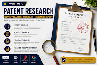 do patent search, novelty search, prior art and patent research report