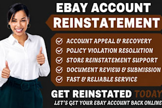 reinstate your suspended ebay account, remove ebay bbe suspension, ebay appeal