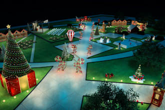 3d christmas ornament mall activation decor,exhibition design,event stage render