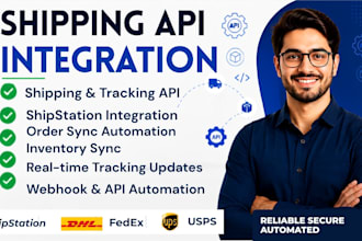 integrate shipping api, tracking api, shipstation, dhl, fedex, inventory sync